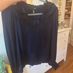 Aqua Women's Chic Dark Blue Blouse